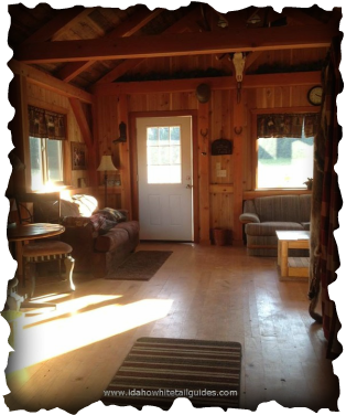 Inside beautiful Rustic Cabin #2.  Peaceful, beautiful scenery. Rent or better yet, purchase one of our fully guided Bear, Cougar, Elk, Deer or Wolf hunts and stay for free. Small slice of heaven located just outside of Bovill, ID